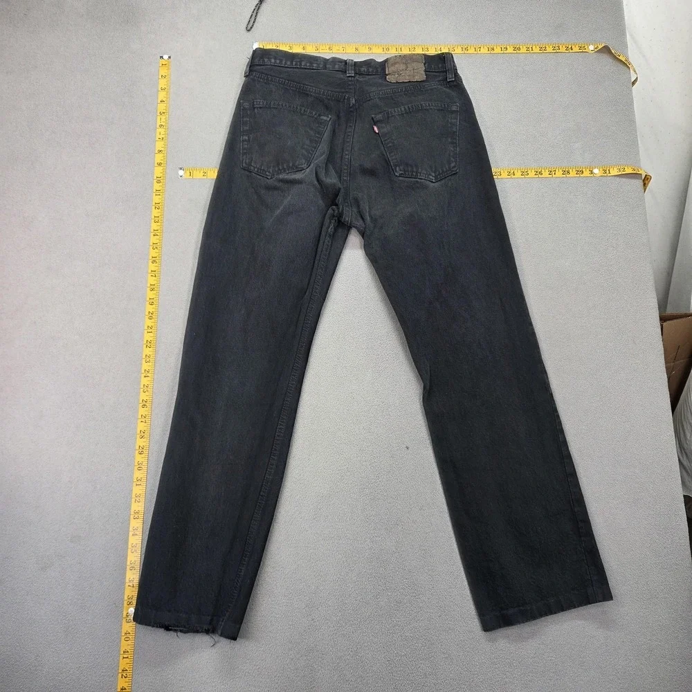 Levis Jeans Mens Black Straight Denim Faded‎ Wash Red Tab Mid Rise Fits 30x27